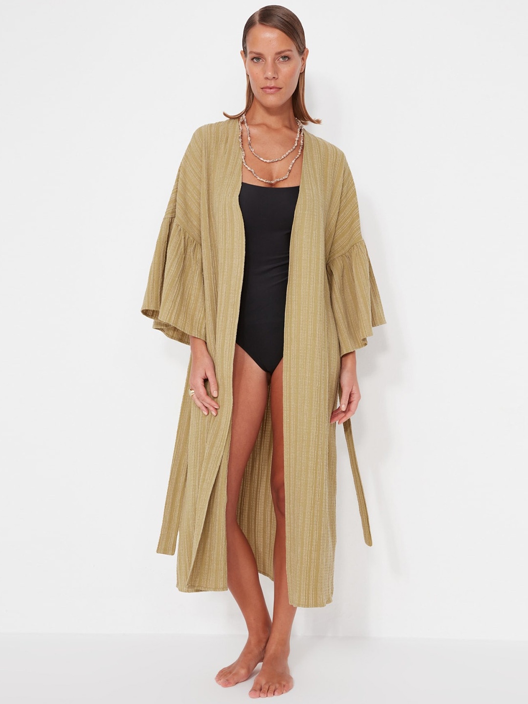 

Trendyol Self Design Swimwear Cover up, Beige