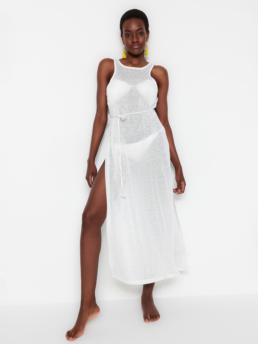 

Trendyol Self Design Sleeveless Maxi Dress, White