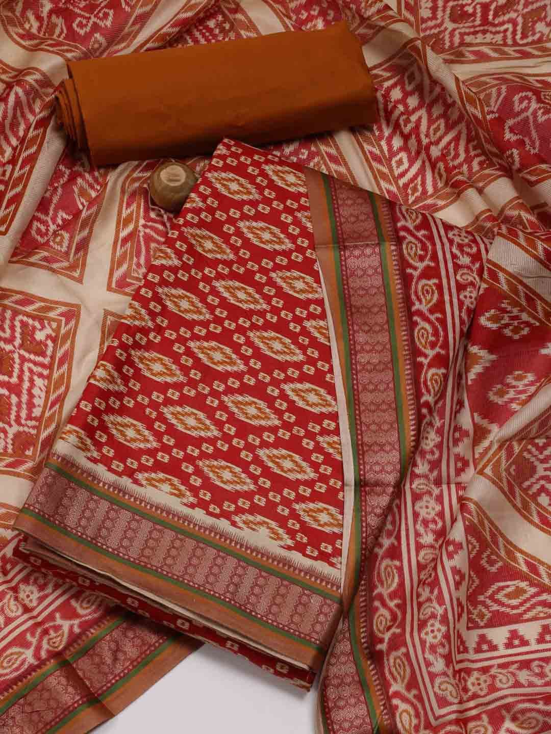 

Meena Bazaar Printed Unstitched Dress Material, Red