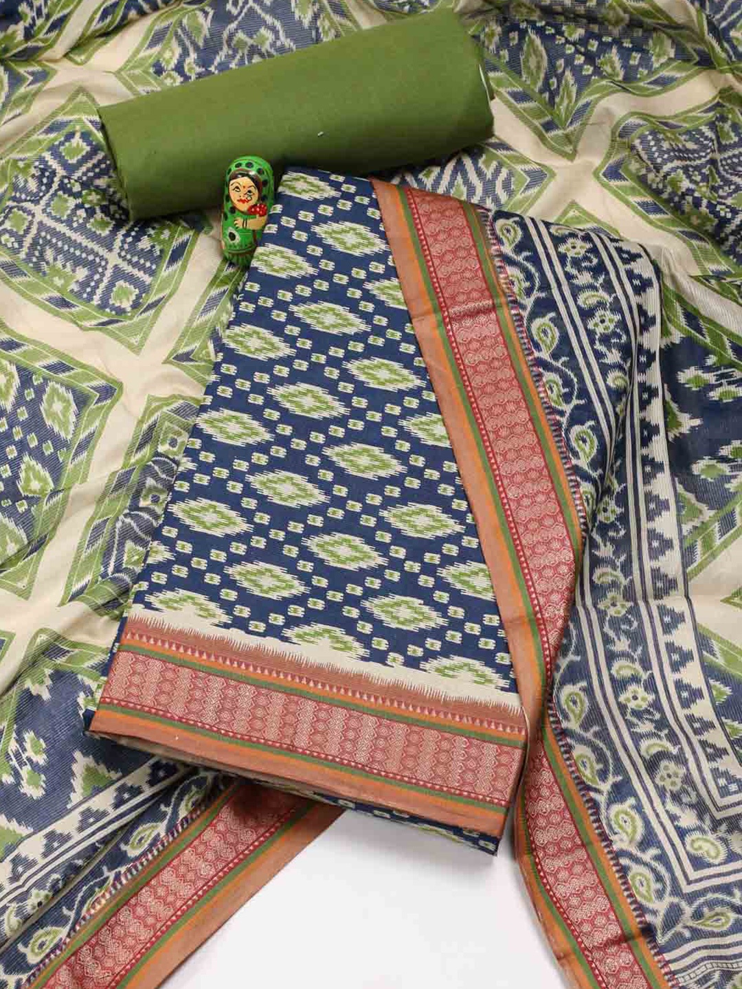 

Meena Bazaar Printed Cotton Unstitched Dress Material, Blue