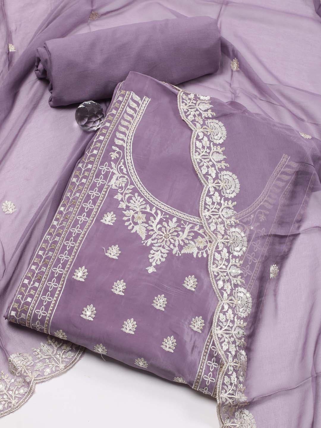 

Meena Bazaar Embroidered Unstitched Dress Material, Purple