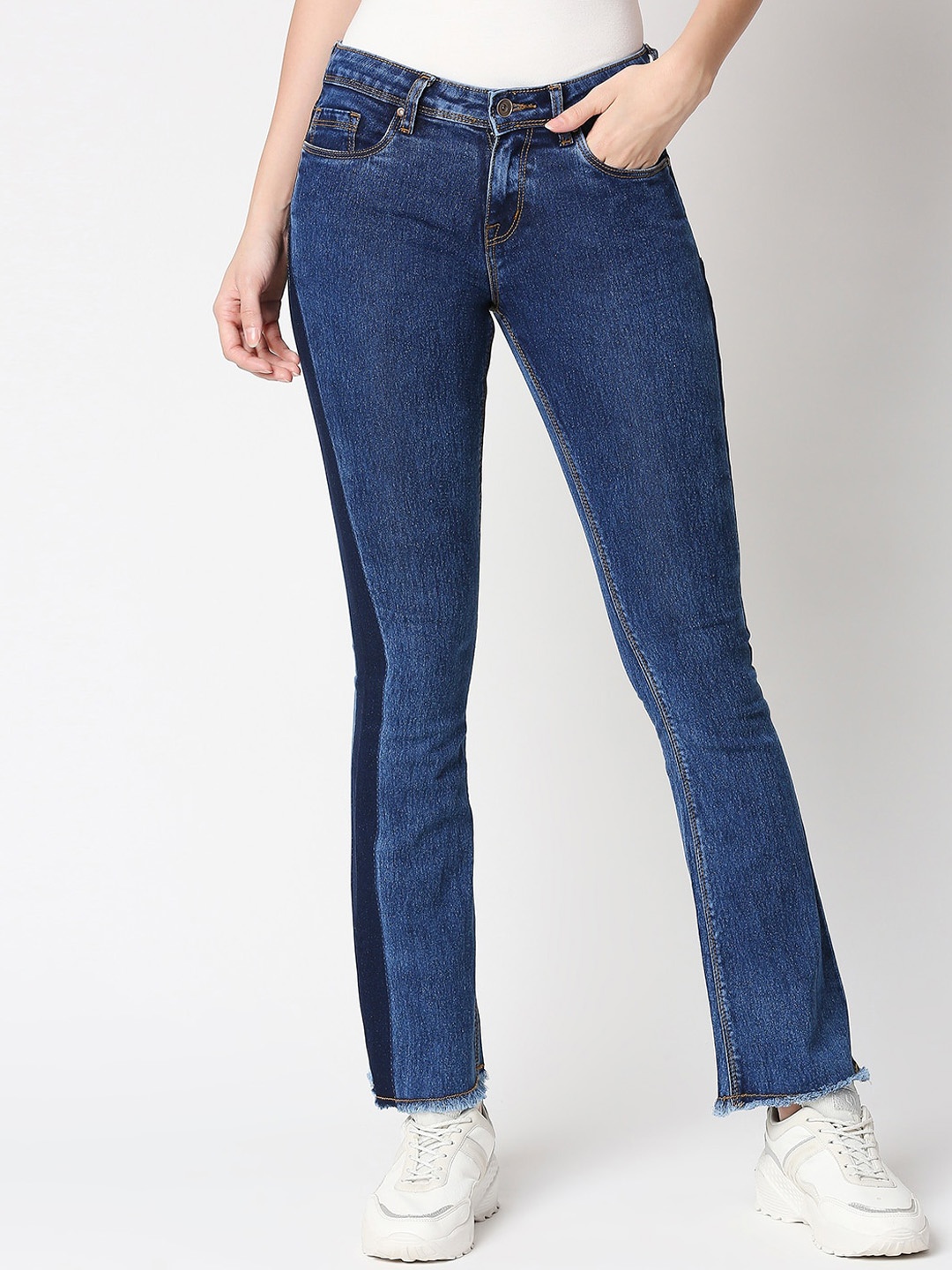 

High Star Women Bootcut High-Rise Clean Look Stretchable Jeans, Blue