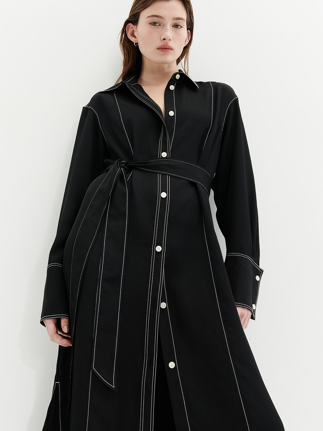 

H&M Tie-Belt Shirt Dress, Black