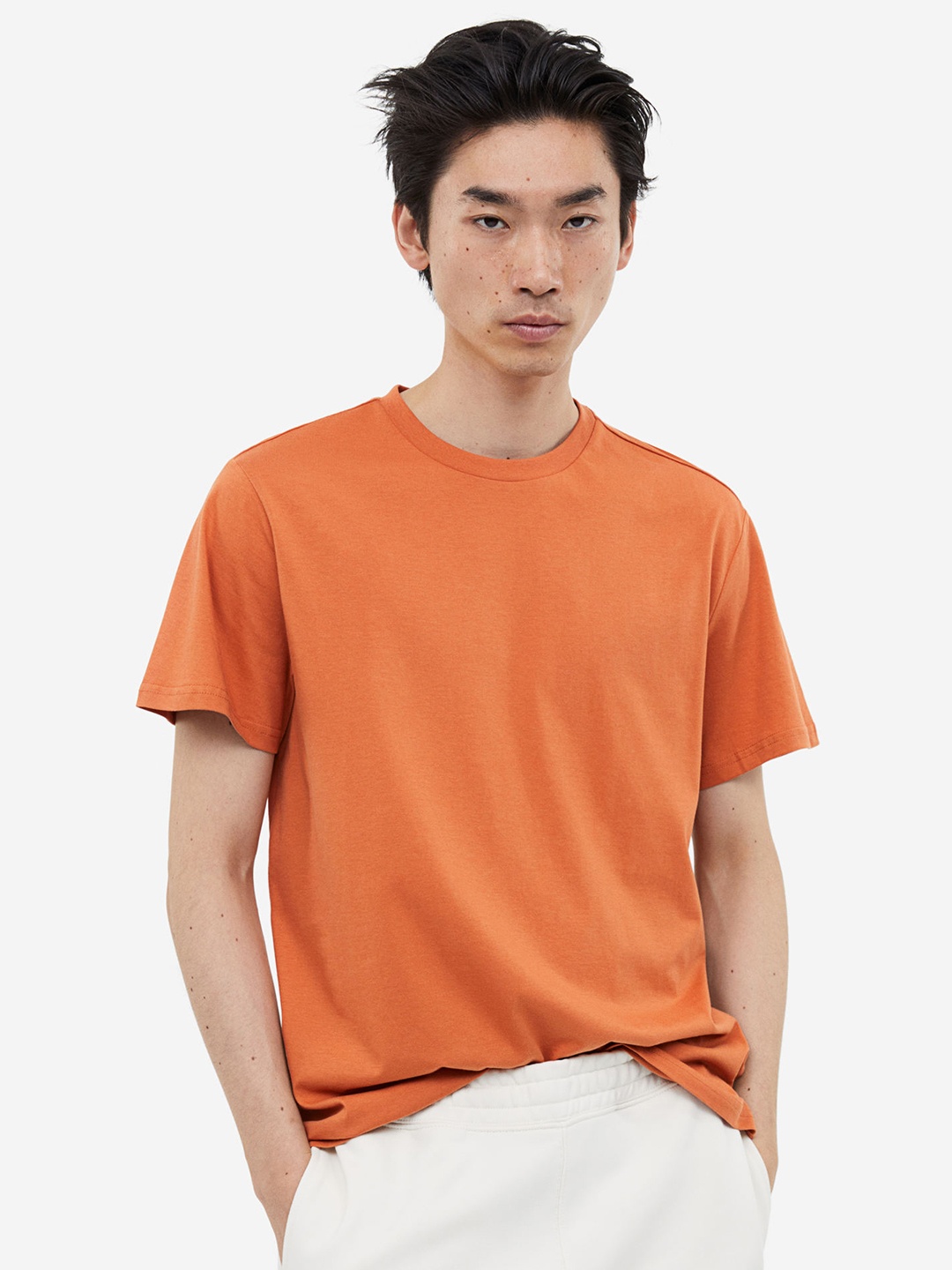 

H&M Pure Cotton Regular Fit T-shirt, Orange