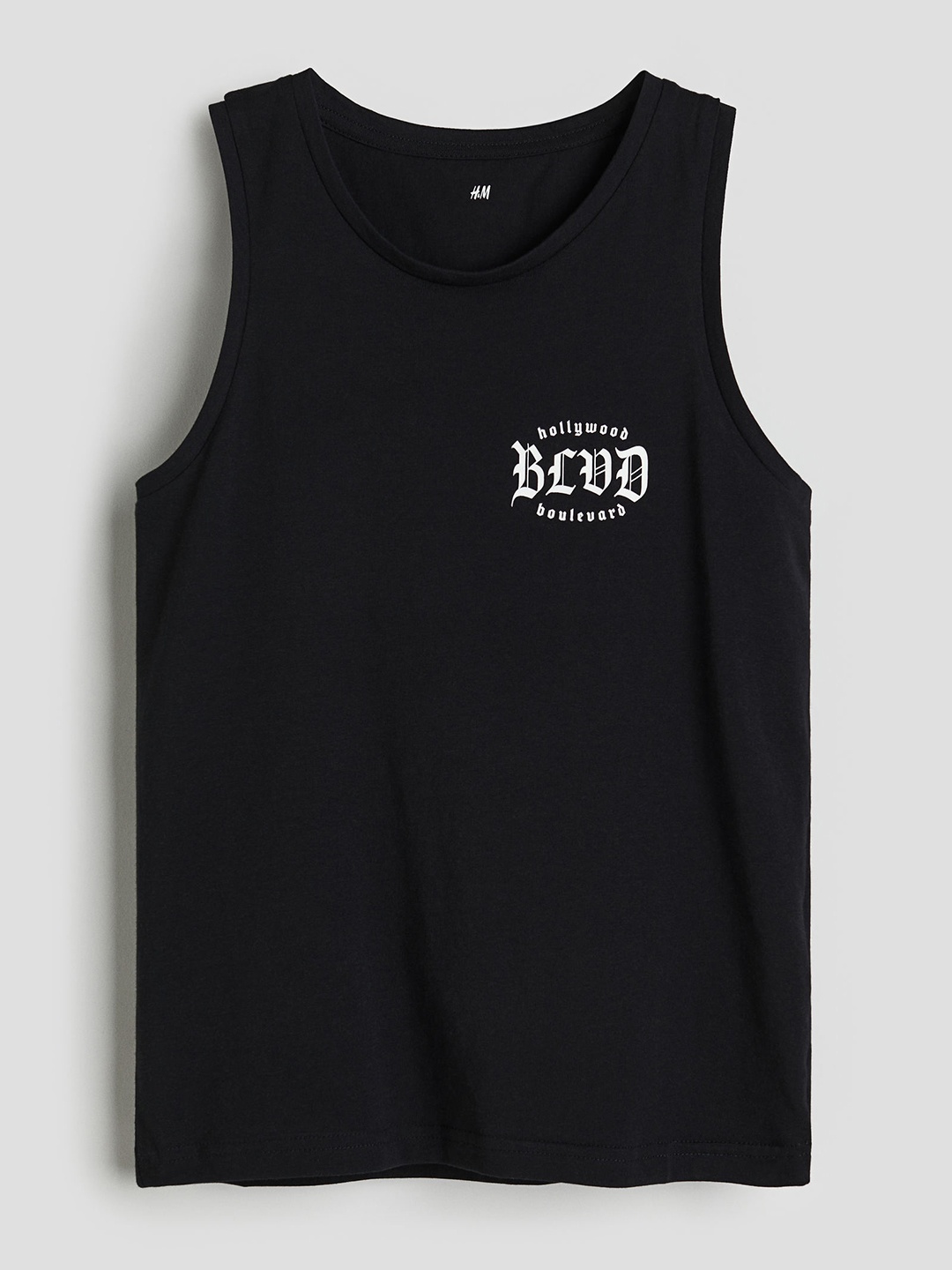 

H&M Boys Pure Cotton Print-Motif Vest Top, Black