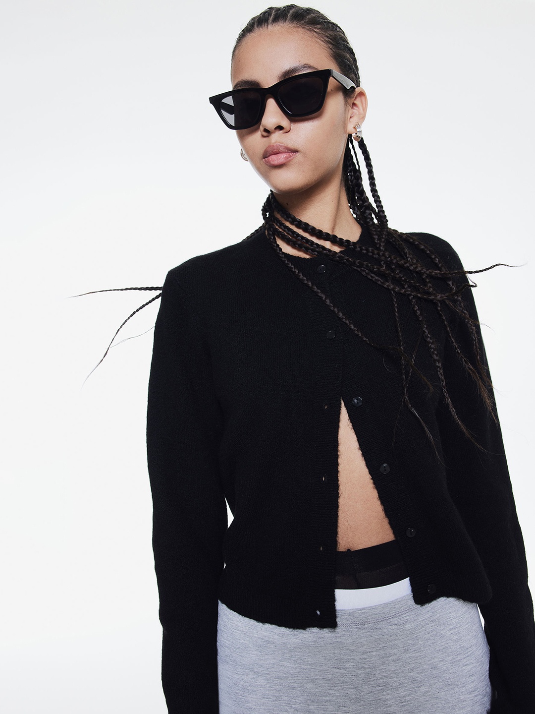 

H&M Fine-Knit Cardigan, Black
