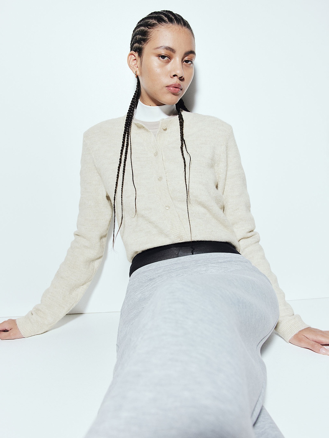 

H&M Fine-Knit Cardigan, Beige