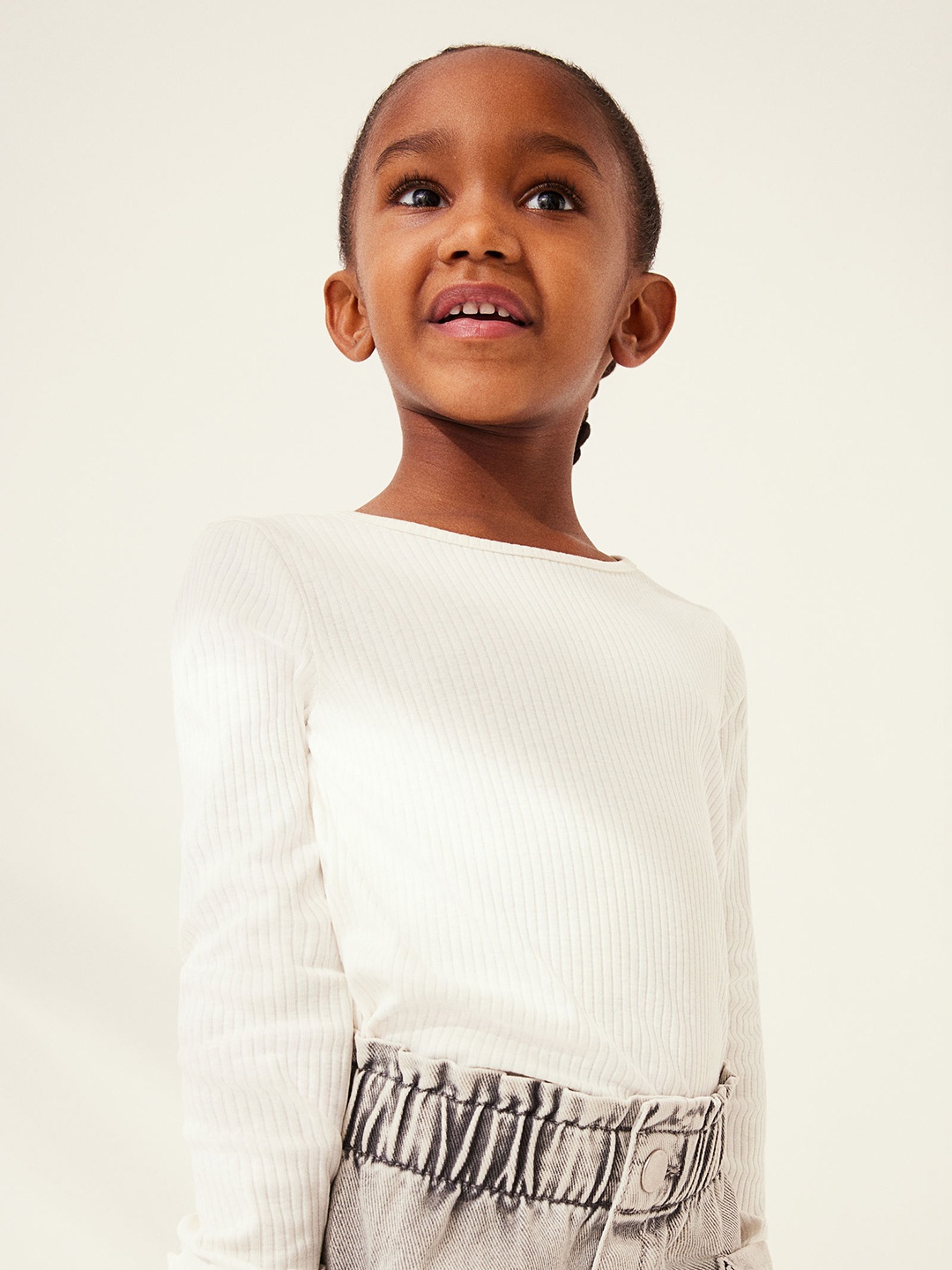 

H&M Girls Long Sleeved Jersey Top, White