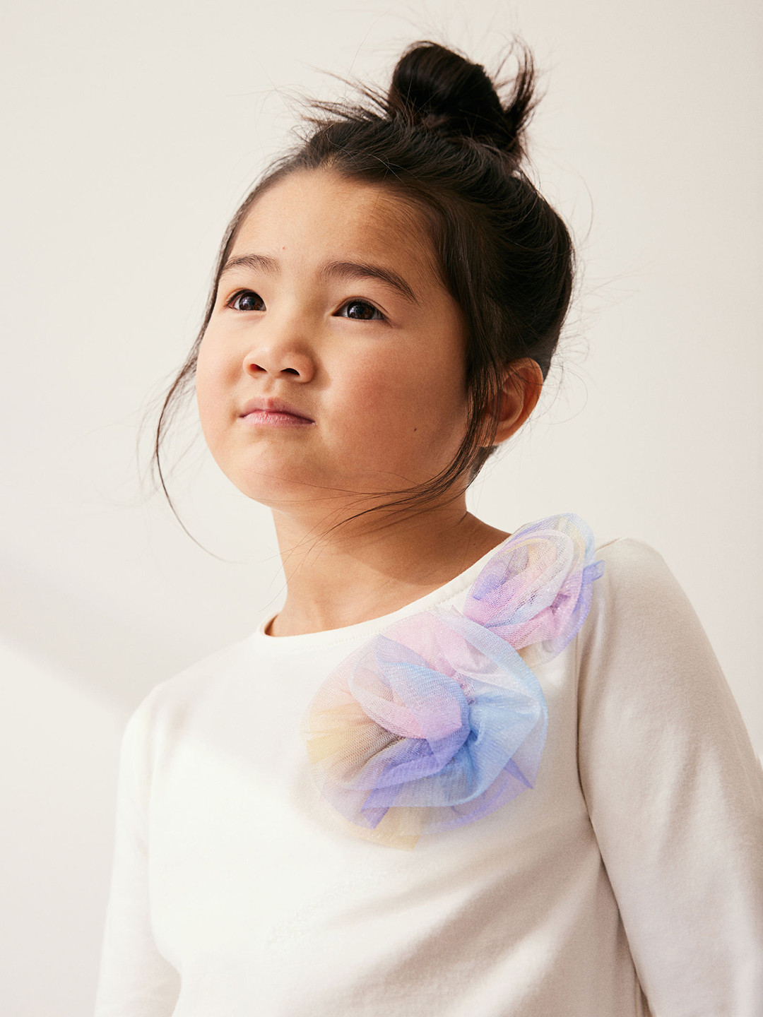 

H&M Girls Appliqued jersey Top, White