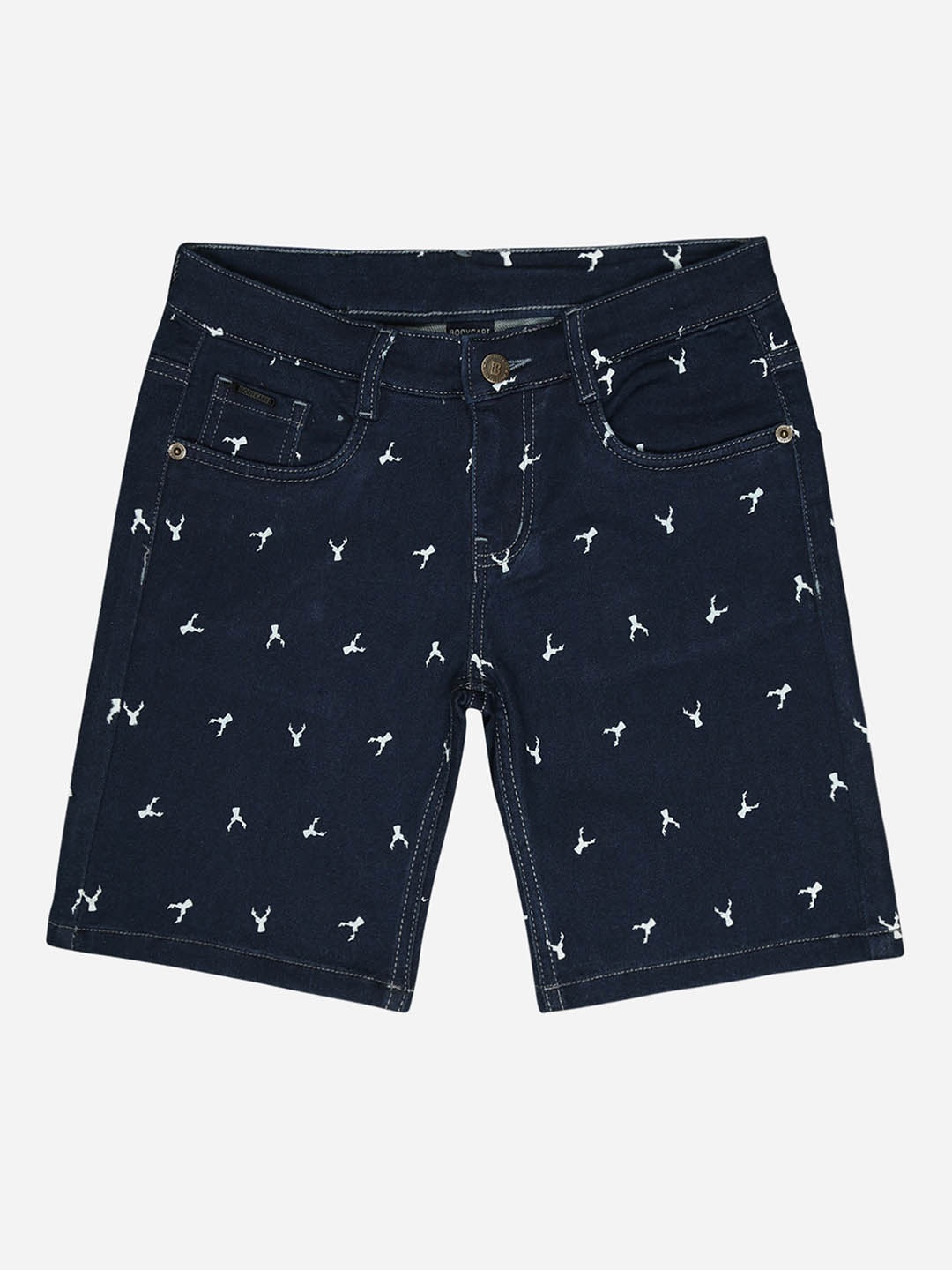 

Bodycare Kids Boys Conversational Printed Denim Shorts, Navy blue