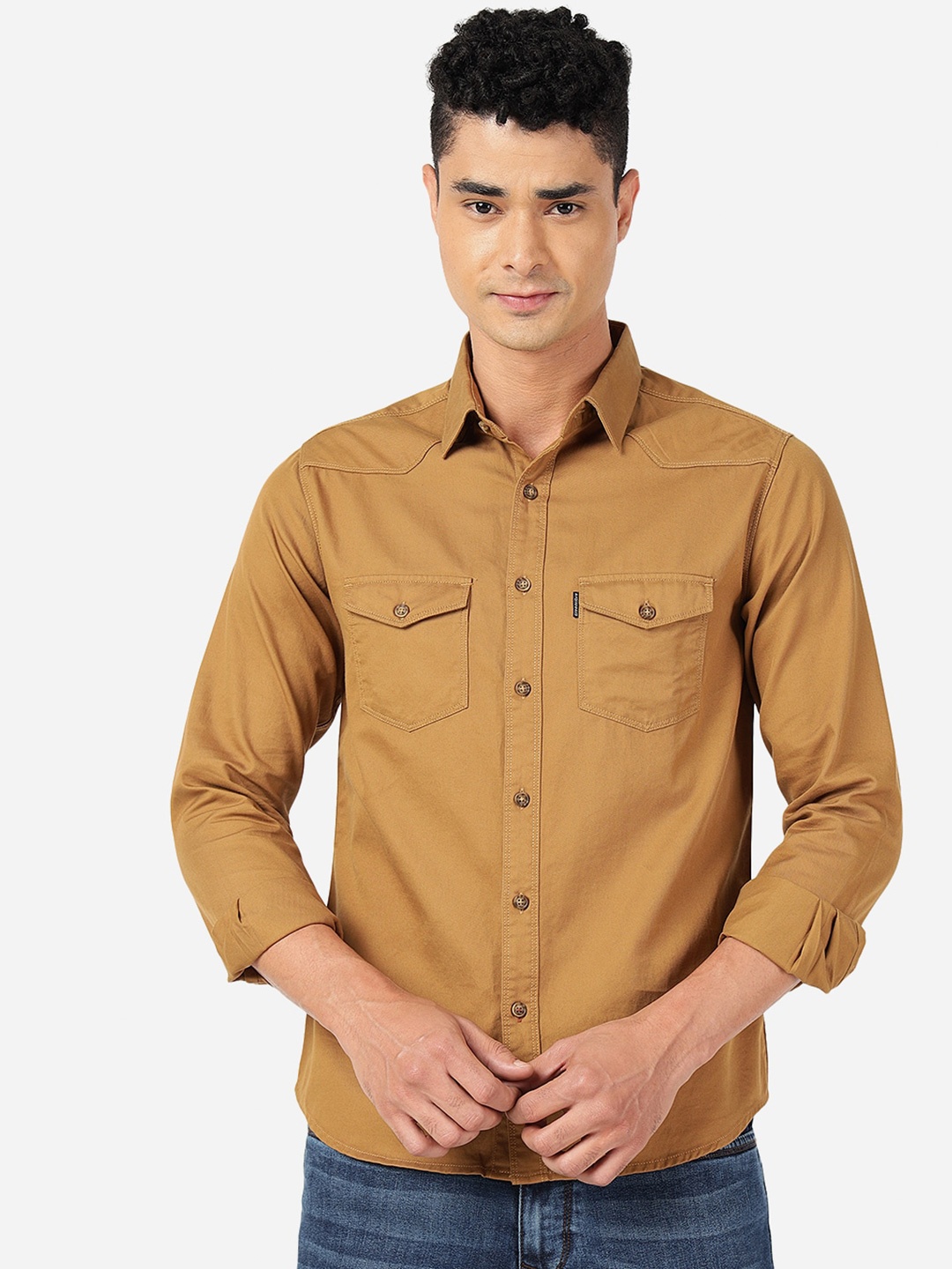 

Greenfibre Slim Fit Opaque Pure Cotton Casual Shirt, Khaki