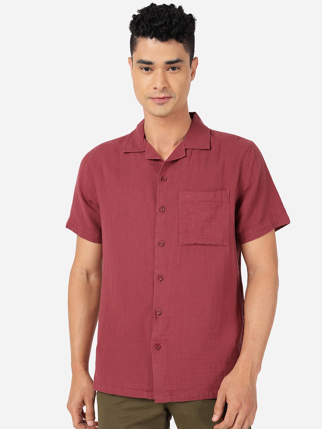 

JADE BLUE Slim Fit Pure Cotton Casual Shirt, Maroon