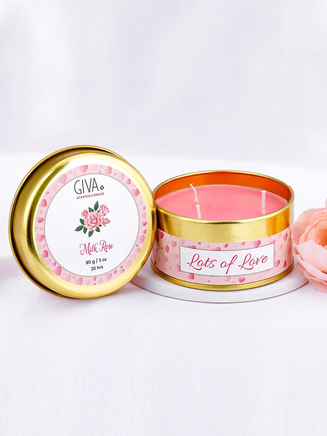 

GIVA Pink and GoldToned Milk Rose Scented Valentine Candles