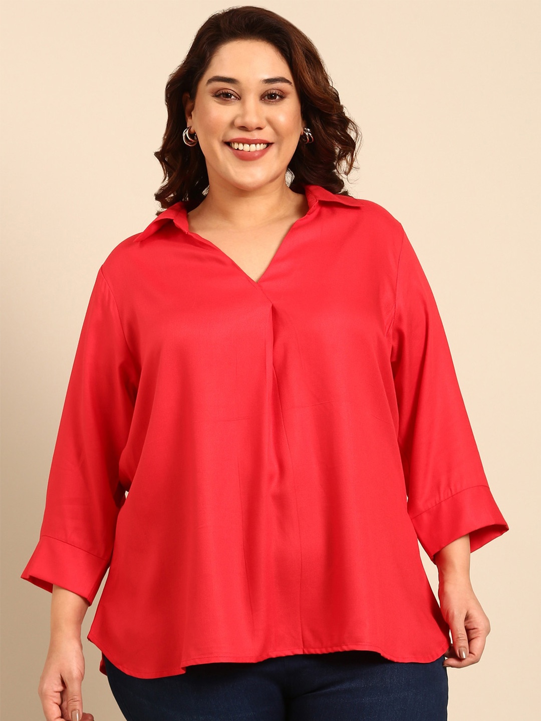 

The Pink Moon Plus Size Shirt Style Top, Rose