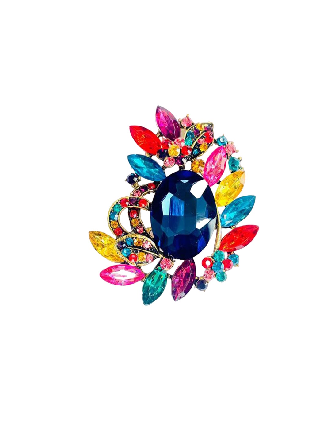 

SYGA Crystal-Studded Brooch, Gold