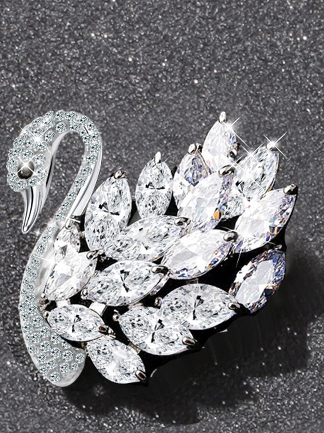 

SYGA Crystal Studded Brooch, Silver