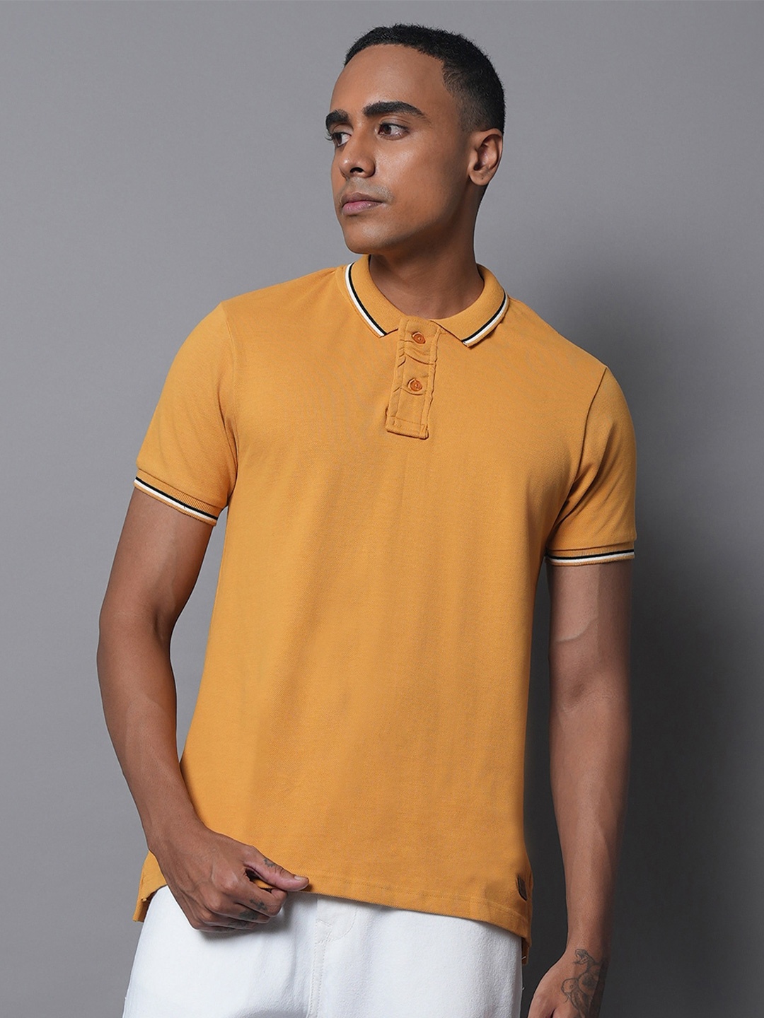 

High Star Polo Collar Short Sleeves Regular T-shirt, Mustard