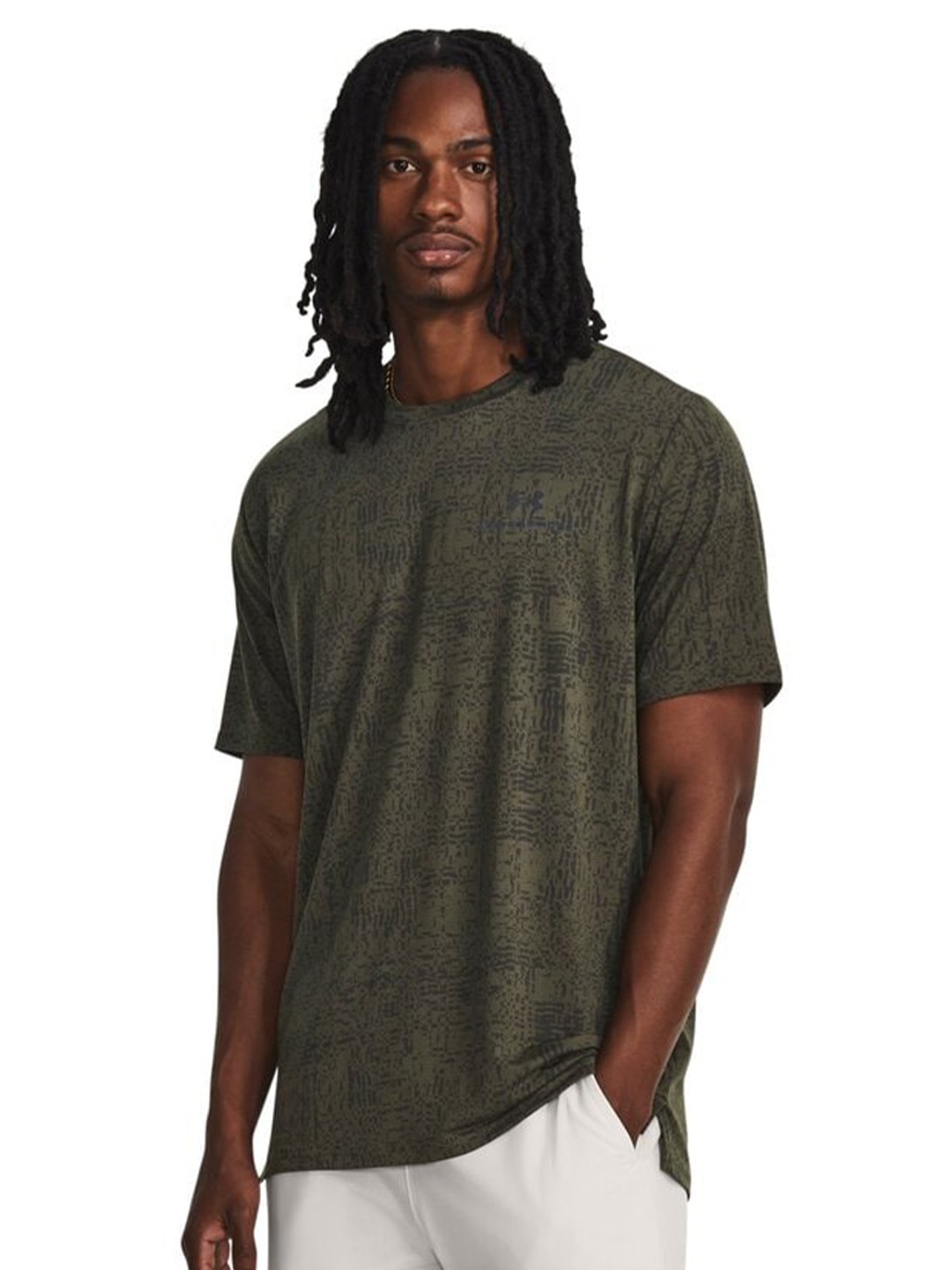 

UNDER ARMOUR RUSH Energy Print Relaxed Fit Short Sleeve T-Shirt, Green