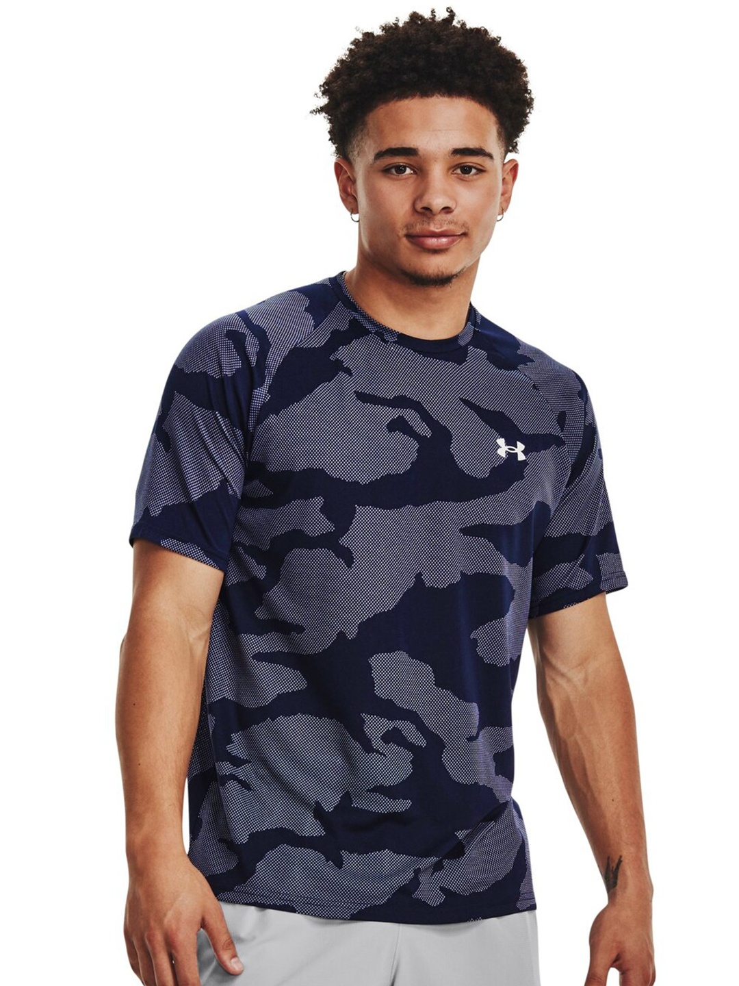 

UNDER ARMOUR Printed Round Neck Relaxed-Fit T-Shirt, Navy blue