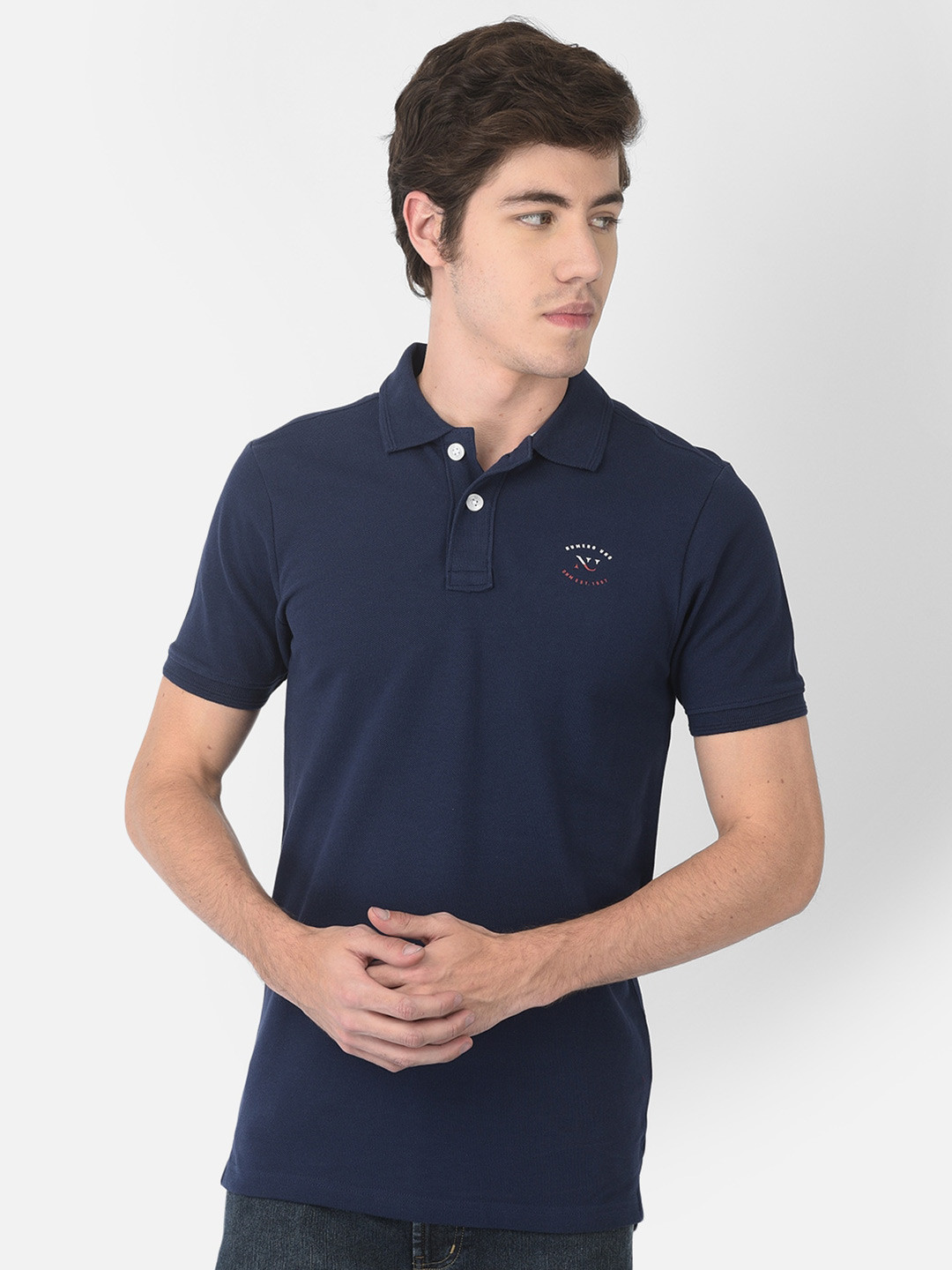 

Numero Uno Slim Fit Polo Collar Cotton T-shirt, Navy blue