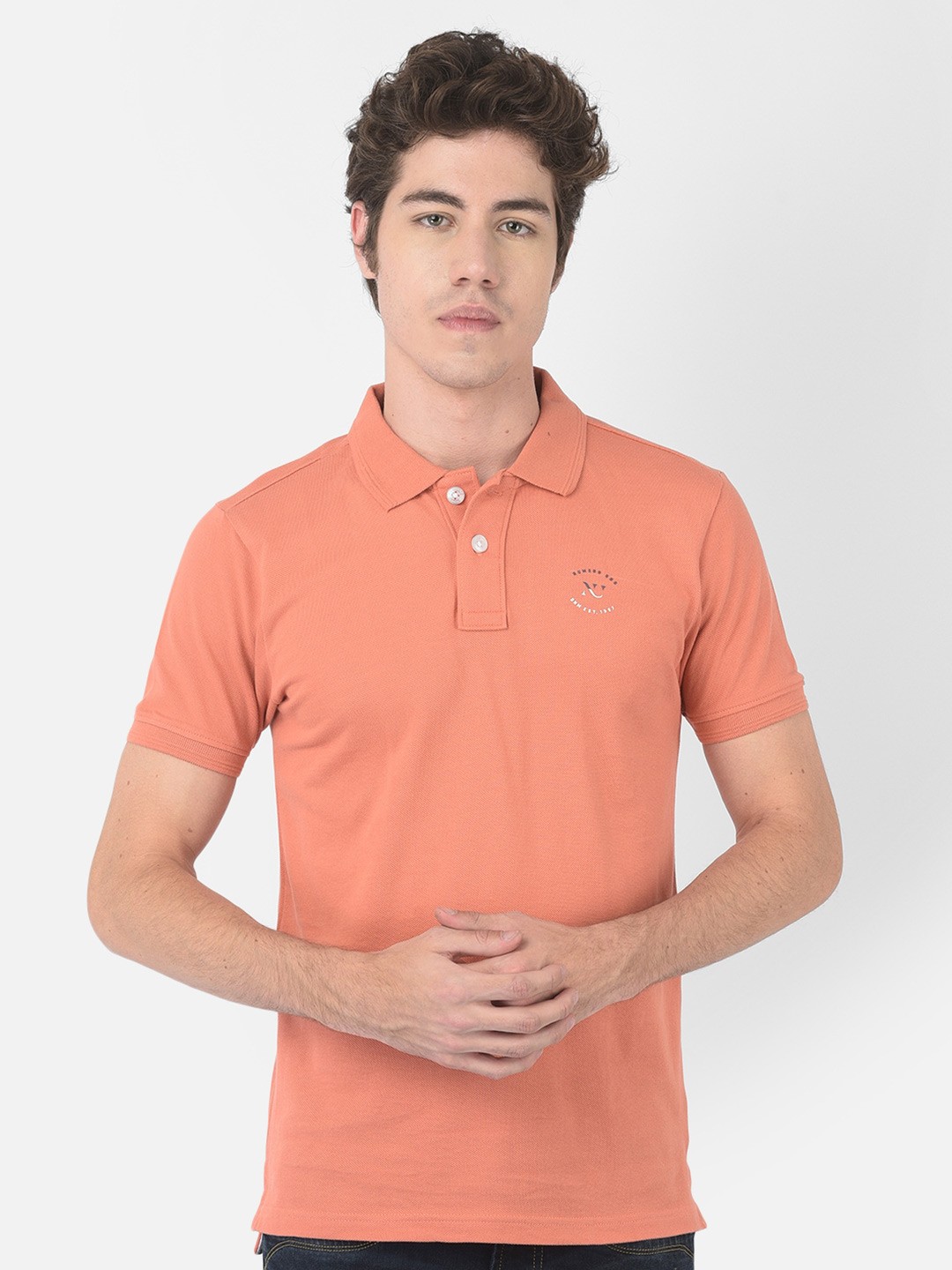 

Numero Uno Slim Fit Polo Collar Cotton T-shirt, Orange