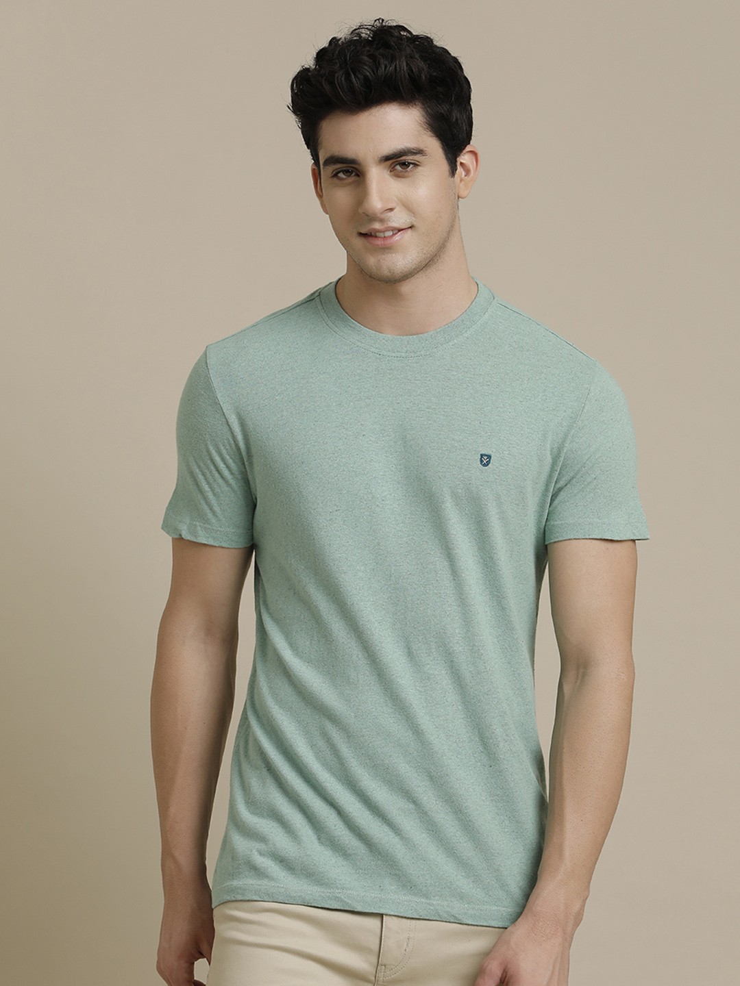 

Linen Club Men Linen Blend Antimicrobial Pockets T-shirt, Green