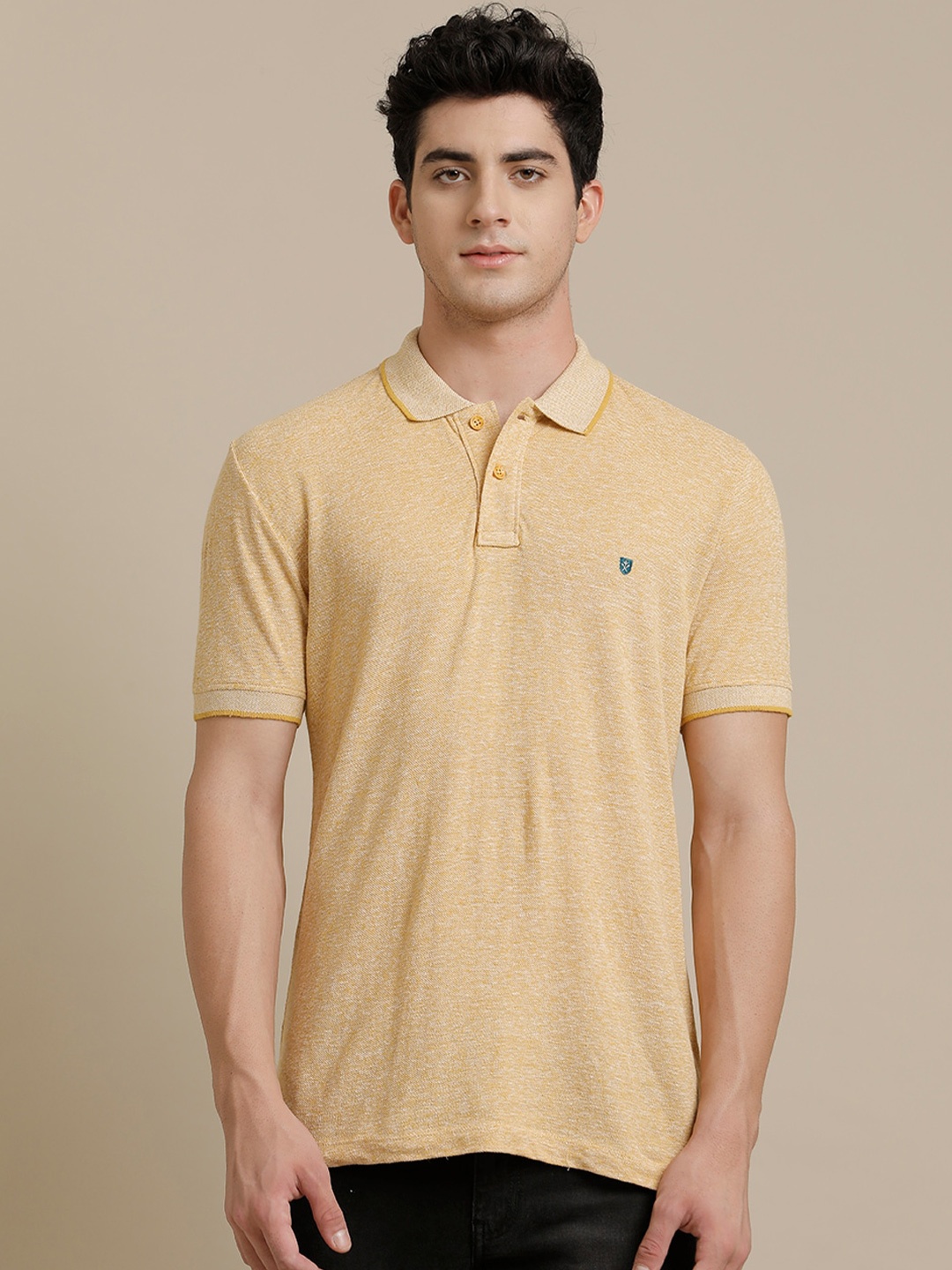 

Linen Club Polo Collar Linen Antimicrobial T-shirt, Yellow