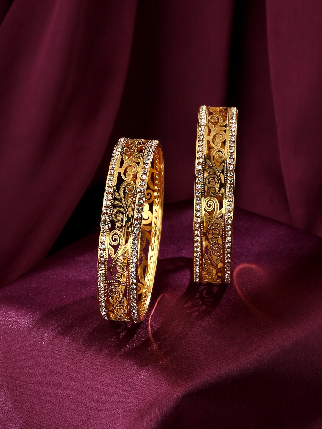 

VIRAASI Set Of 2 Gold-Plated Stone-Studded Bangles