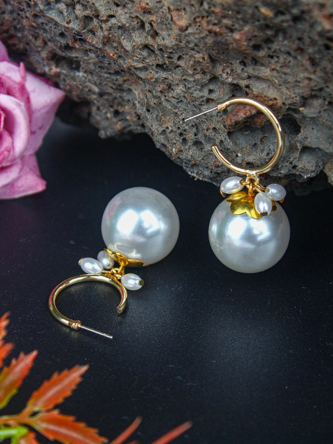 

DressBerry White Contemporary Brass Drop Earrings