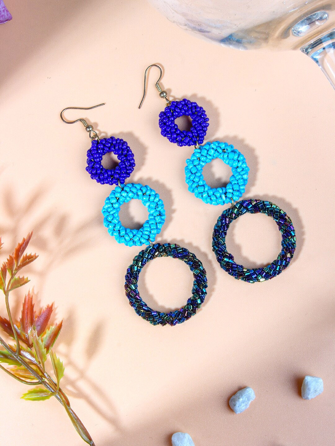 

DressBerry Navy Blue Gold-Plated Contemporary Drop Earrings