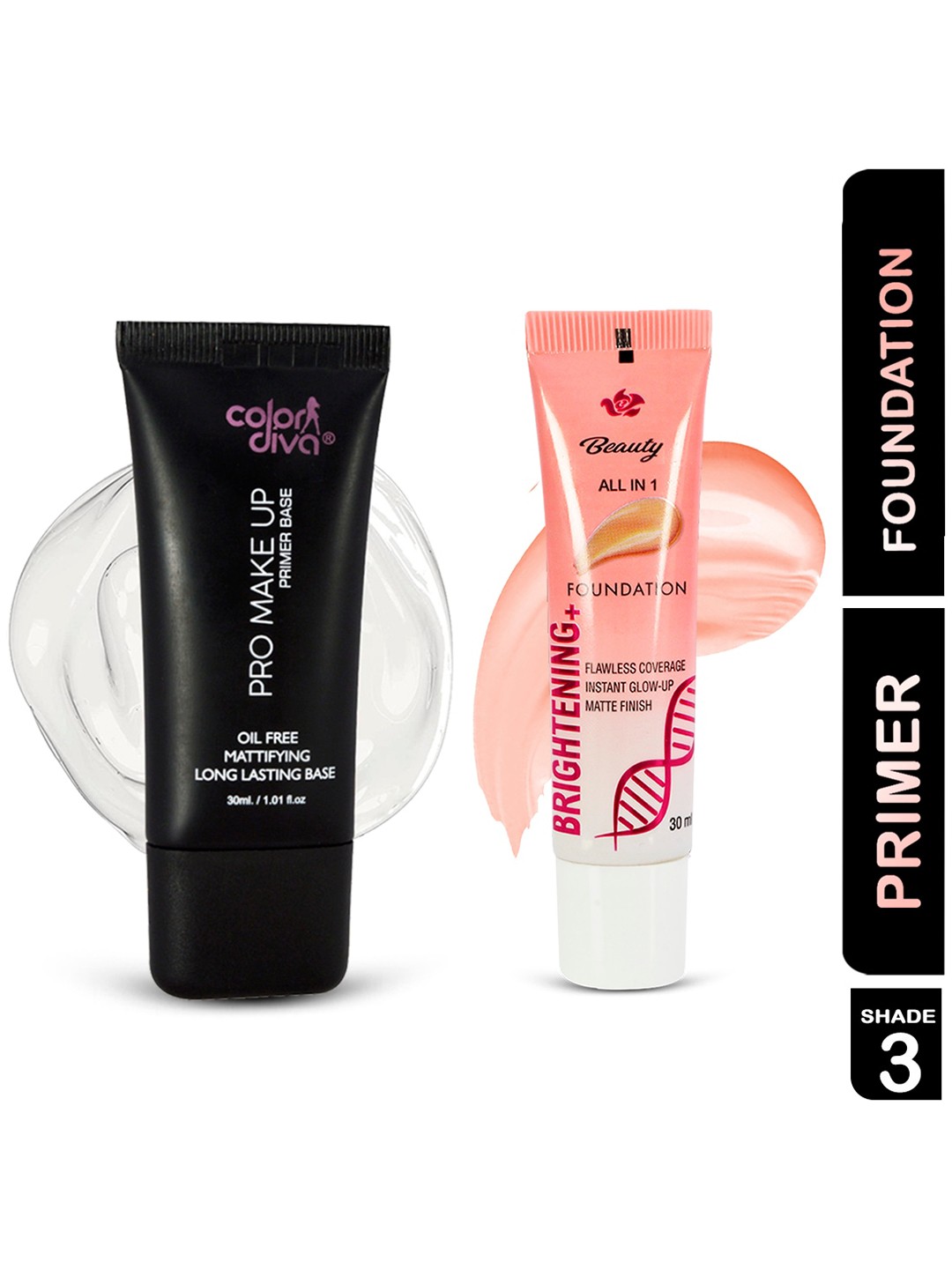 

Adbeni 2-Pcs Color Diva Primer & All In One Brightening Foundation - 30ml Each - 03, Coral