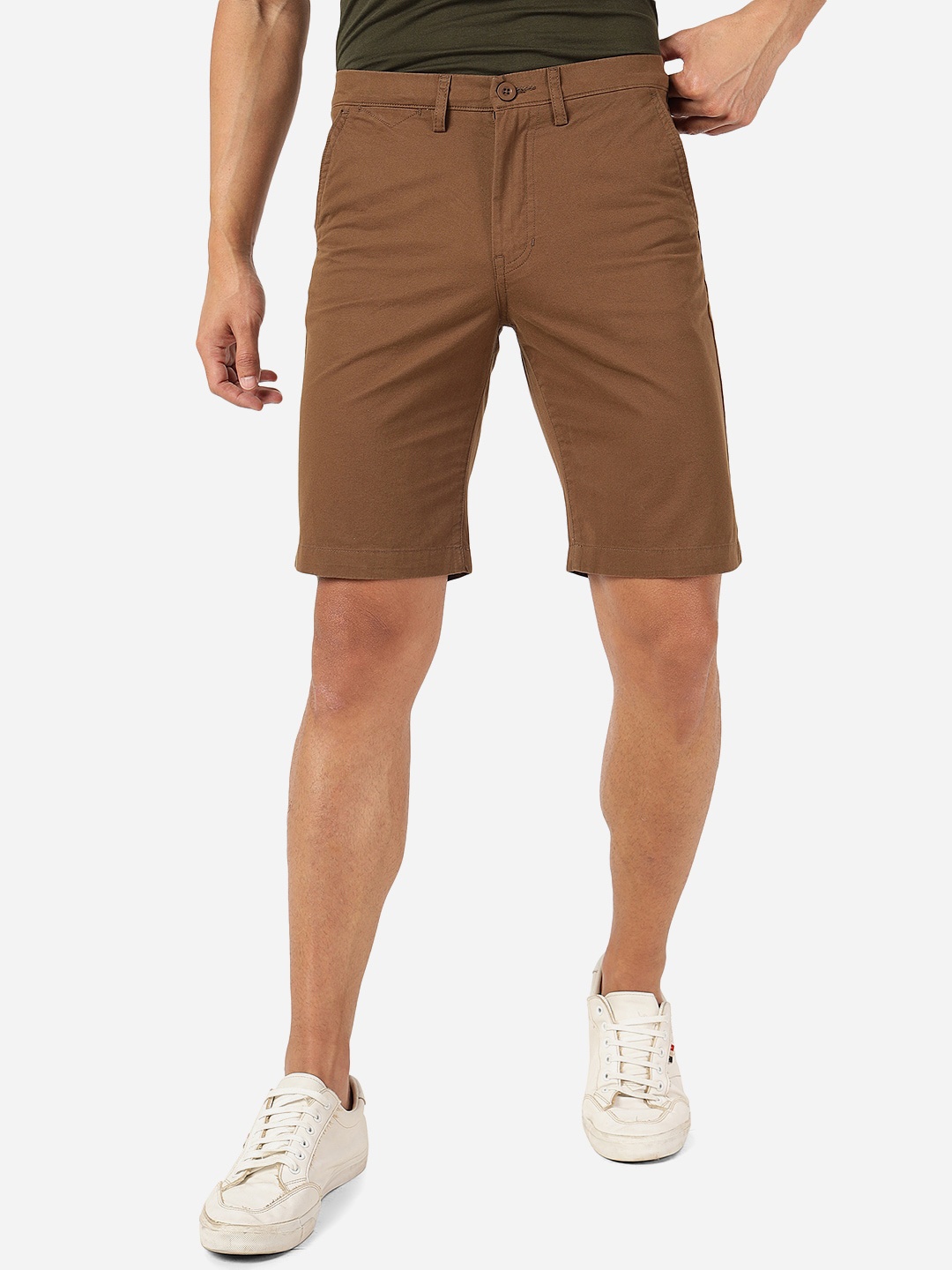 

JADE BLUE Men Slim Fit Pure Cotton Shorts, Brown