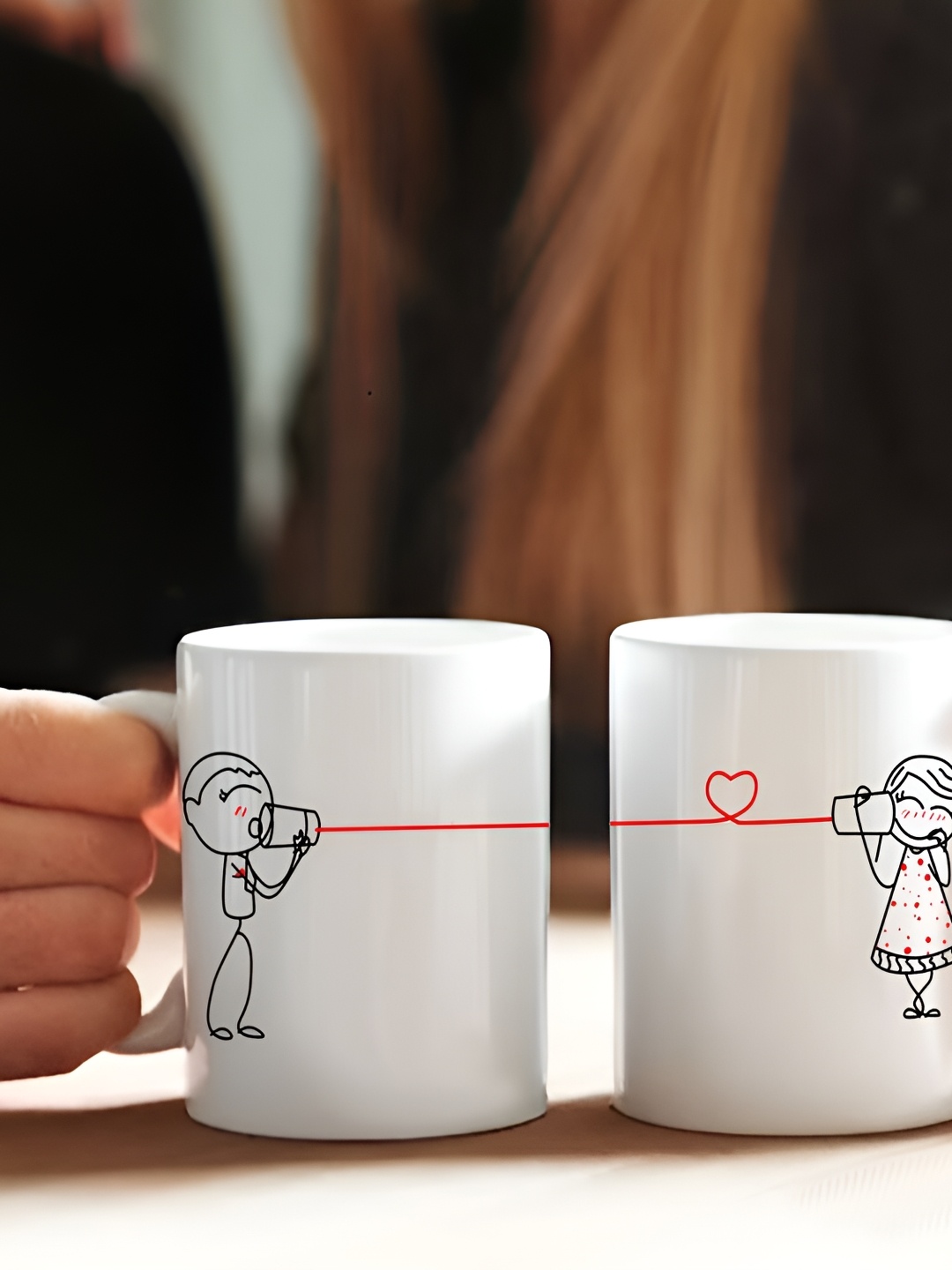 

Phirki Studio Valentine Day Lovely Couple Design Coffee Mug Gift Set, White