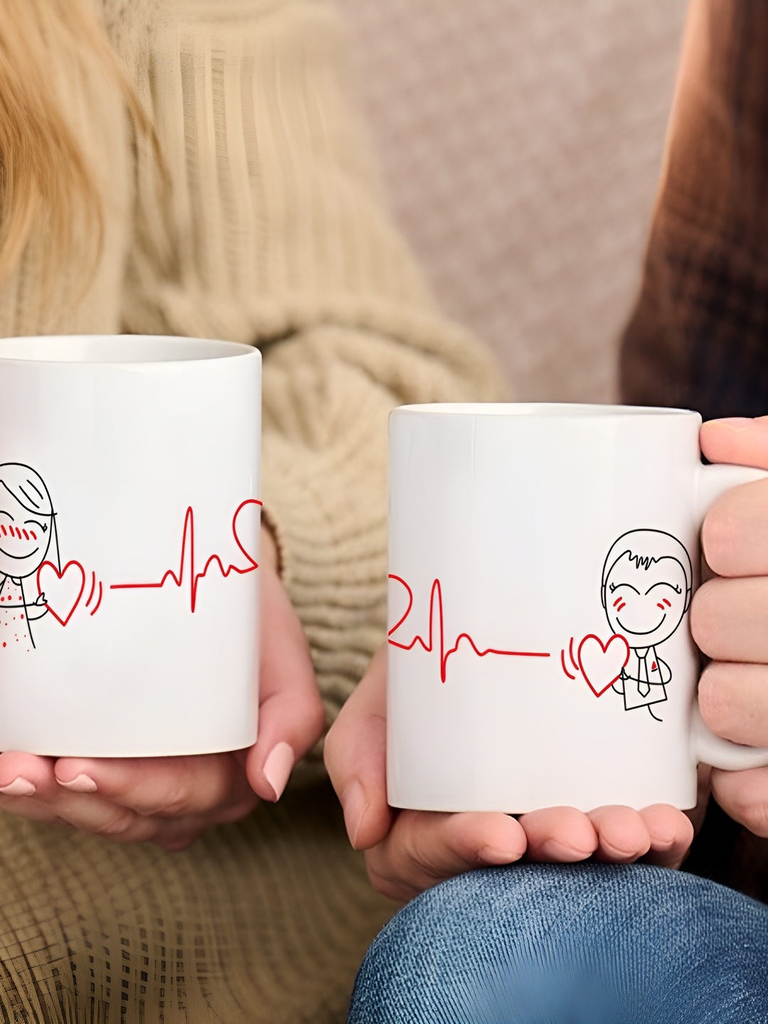 

Phirki Studio Valentine Day Gift Printed Couple Love Design Coffee Mug Gift Set, White