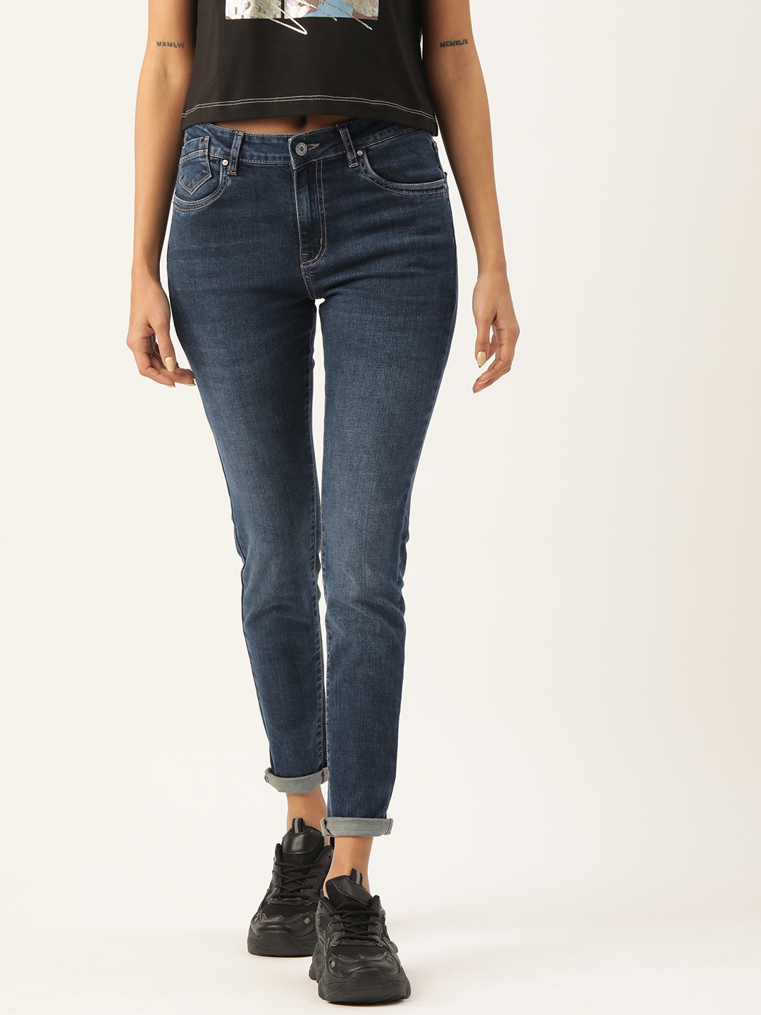 

Madame Women Light Fade Stretchable Jeans, Black