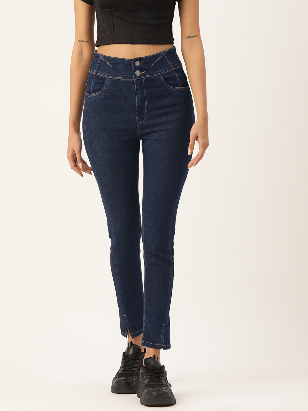 

Madame Women Skinny Fit High-Rise Jeans, Navy blue