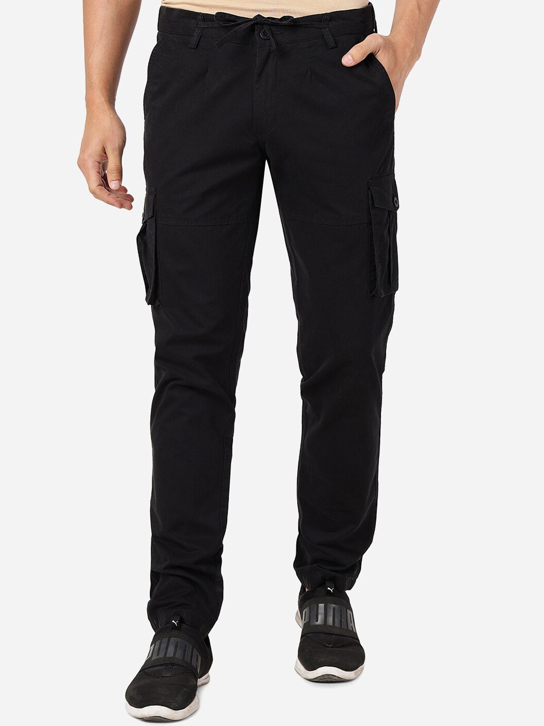 

JADE BLUE Men Pure Cotton Slim-Fit Track Pant, Black