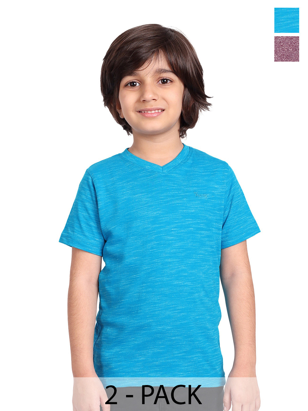 

BAESD Boys Pack Of 2 V-Neck Regular Fit Cotton Casual T-shirt, Blue