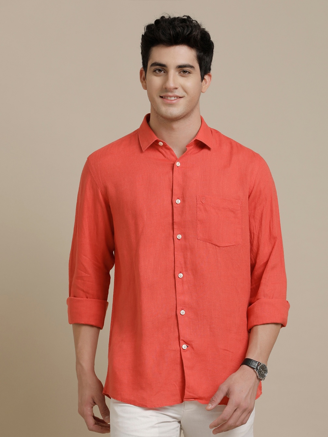 

Linen Club Contemporary Linen Casual Shirt, Red