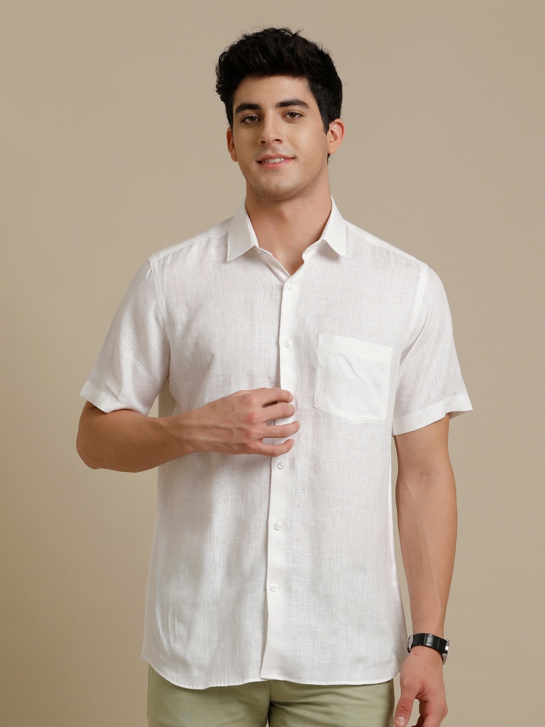 

Linen Club Contemporary Pure Linen Casual Shirt, White