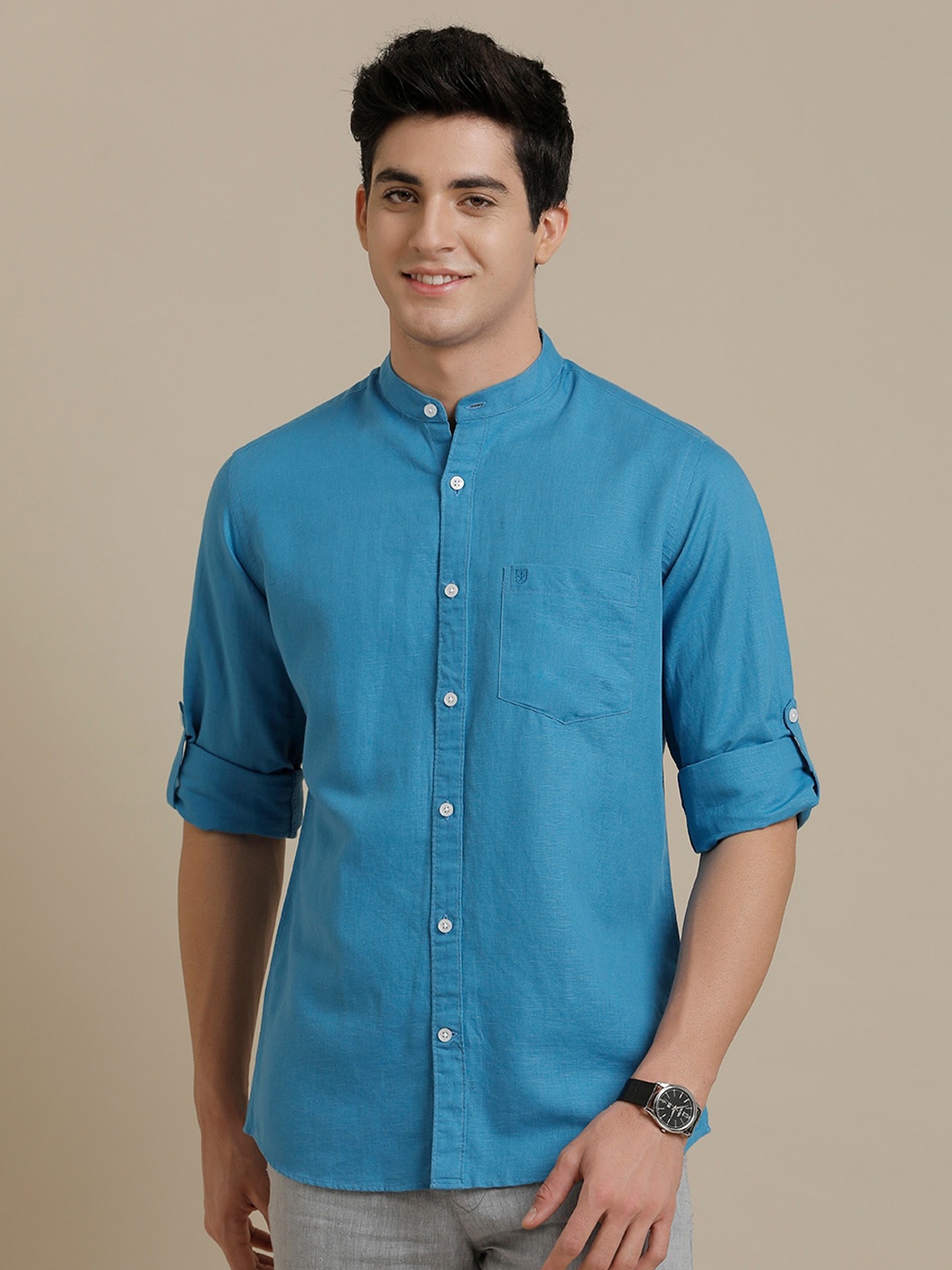 

Linen Club Contemporary Pure Linen Casual Shirt, Blue