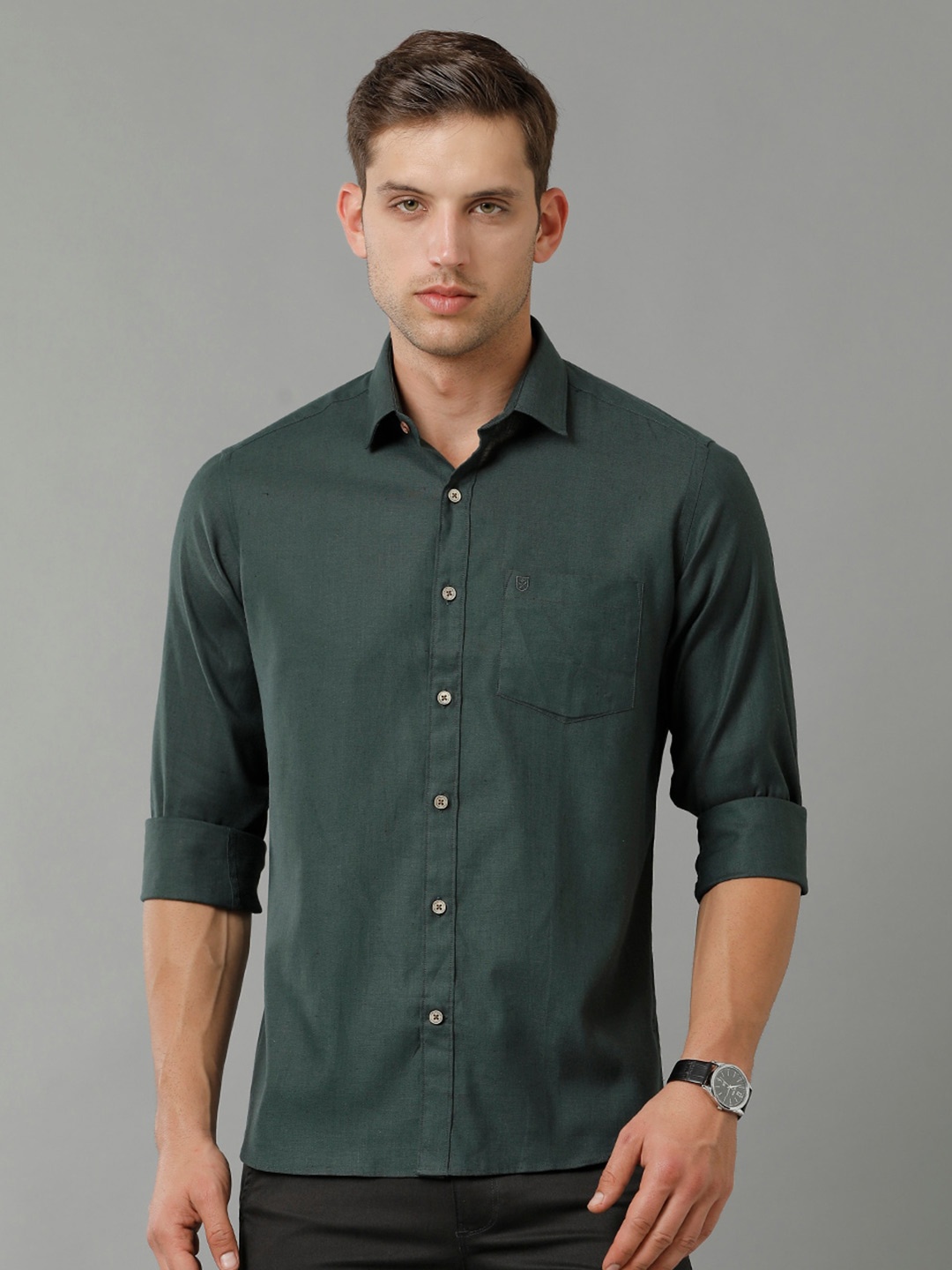 

Linen Club Contemporary Pure Linen Casual Shirt, Green