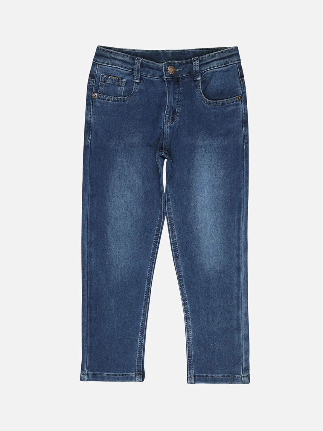 

Bodycare Kids Girls Faded Mid-Rise Denim Casual Trousers, Navy blue