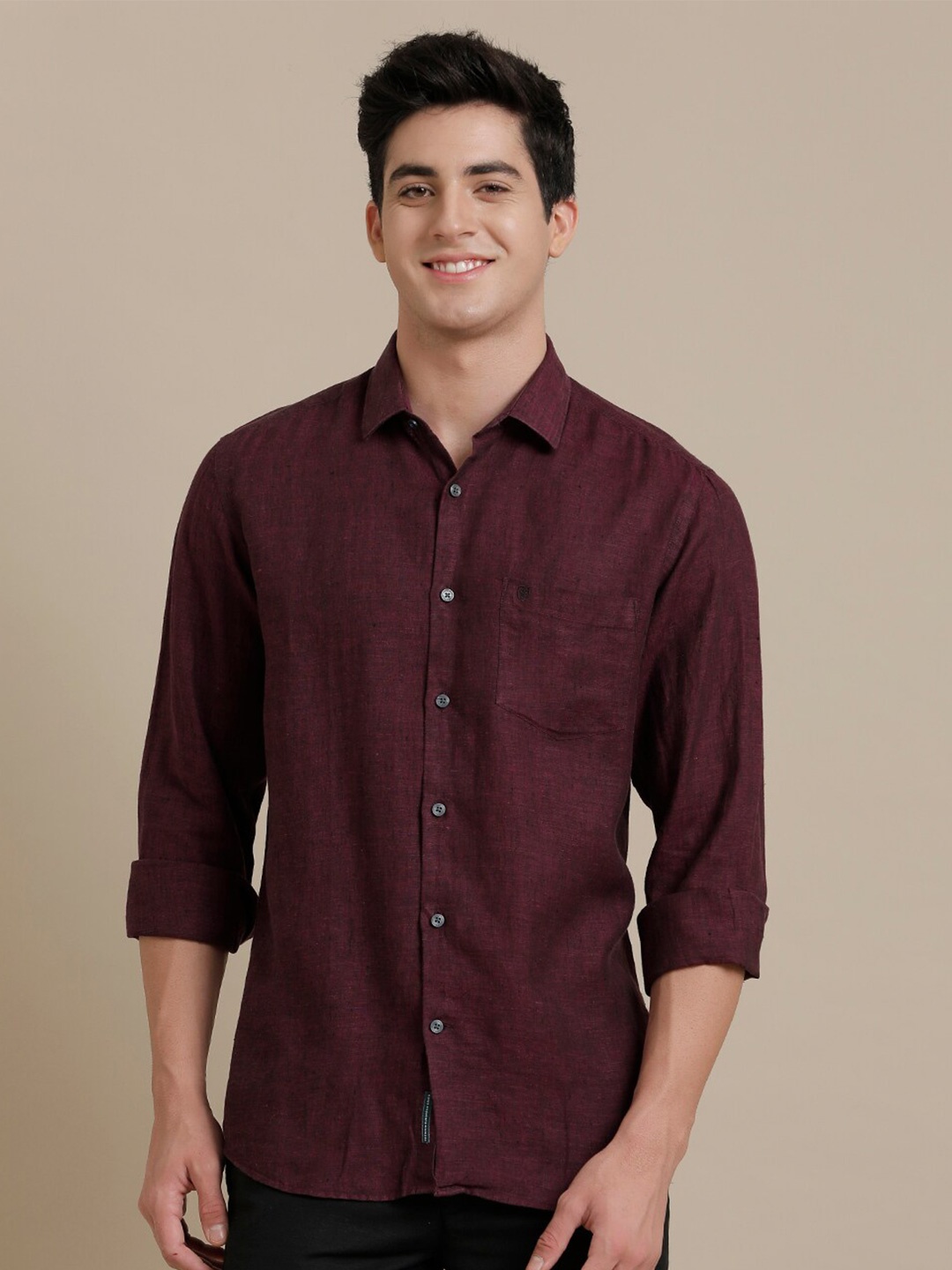 

Linen Club Contemporary Pure Linen Casual Shirt, Purple