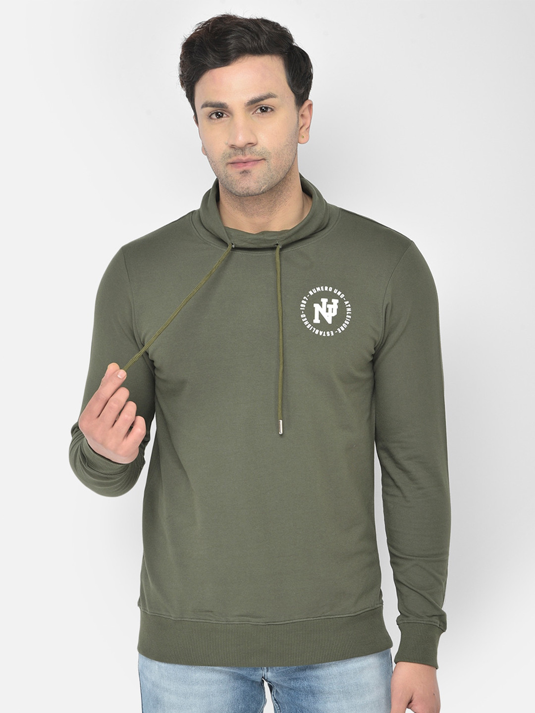 

Numero Uno High Neck Long Sleeves Slim Fit T-shirt, Green