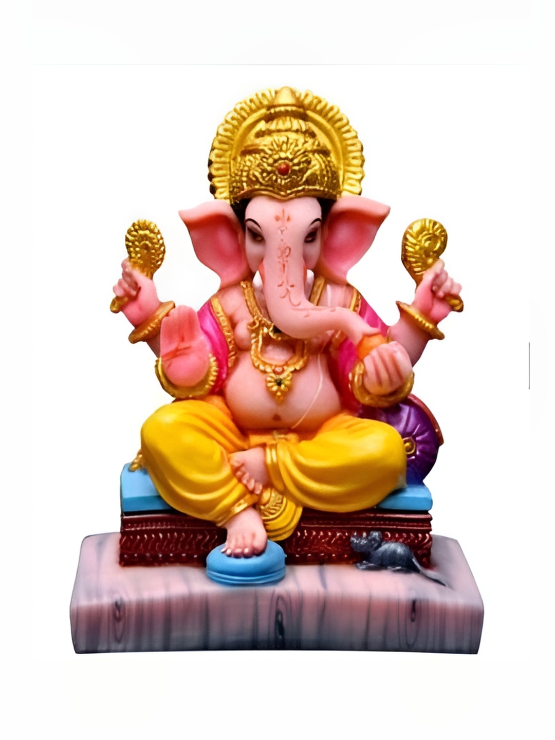 

krishnagallery1 Pink & Yellow Religious Marble Showpiece