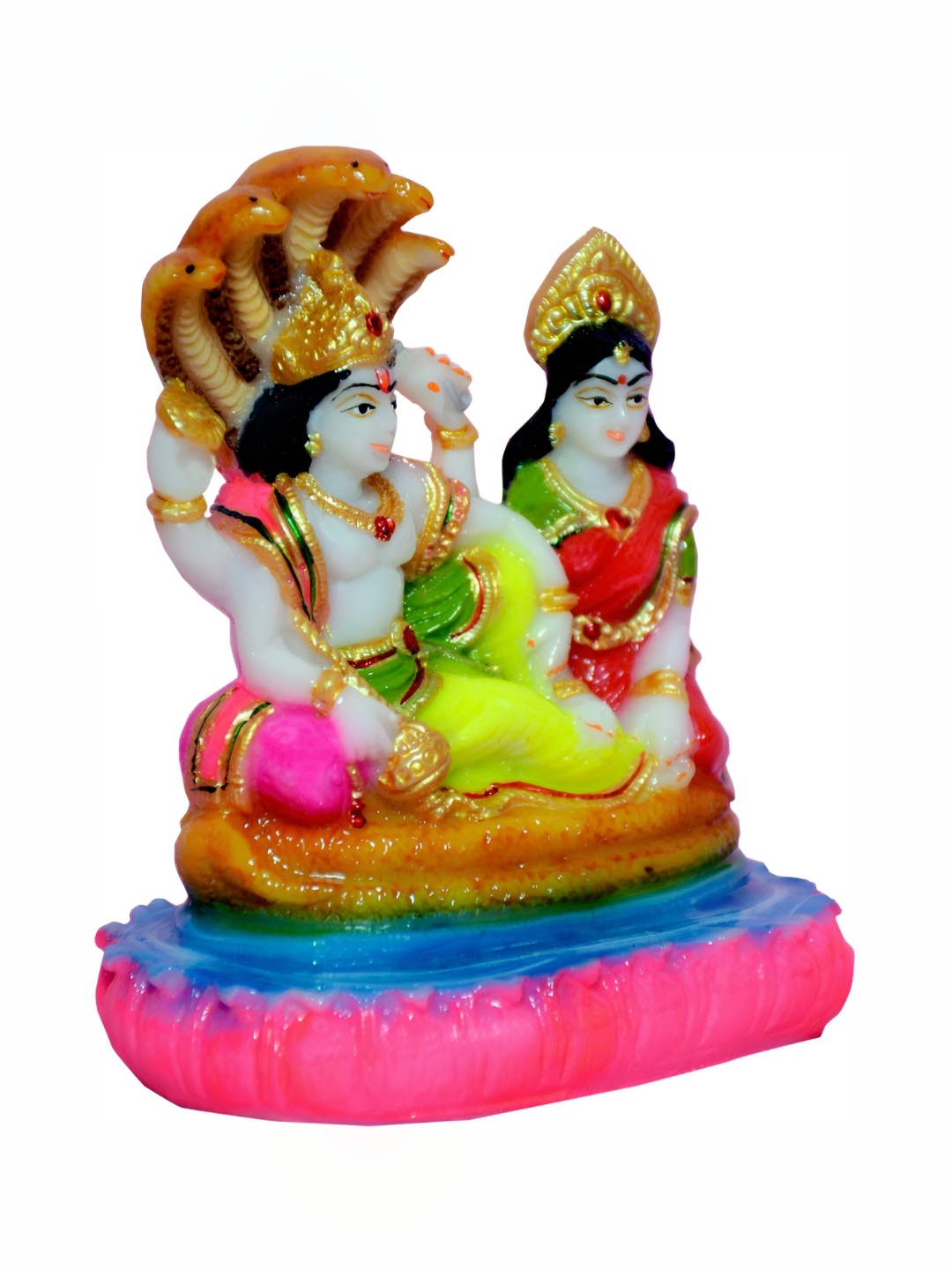 

krishnagallery1 White & Green Lord Vishnu & Lakshmi Mata Idol Marble Showpiece