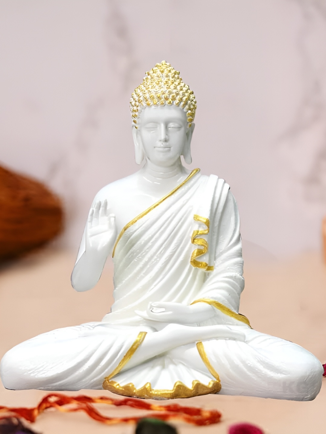 

krishnagallery1 White & Gold toned Polyresin Religious Showpiece