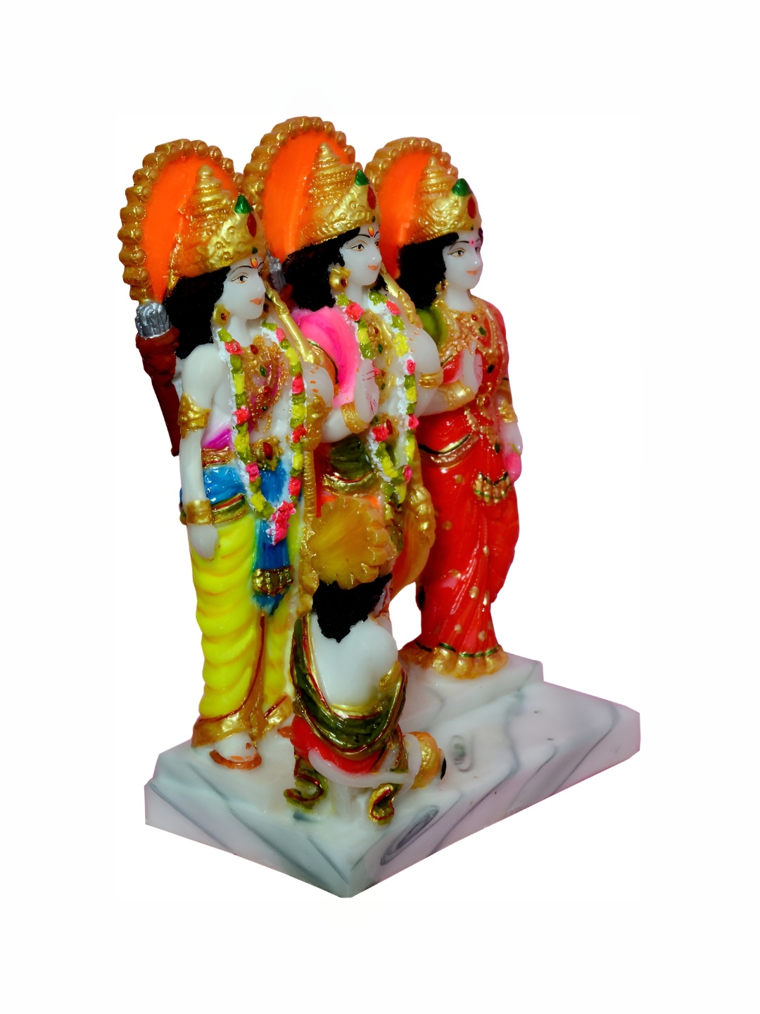 

krishnagallery1 Gold Toned & Orange Marble Idol Showpiece