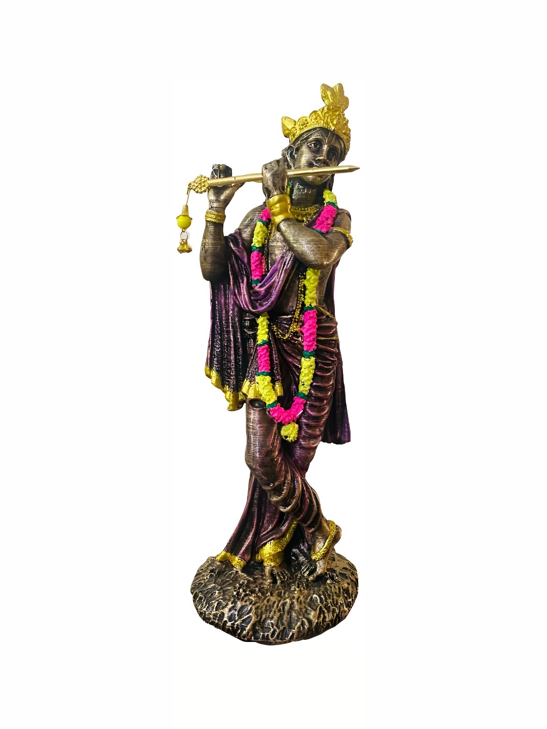 

krishnagallery1 Gold-Tone & Brown Religious Idol Showpiece